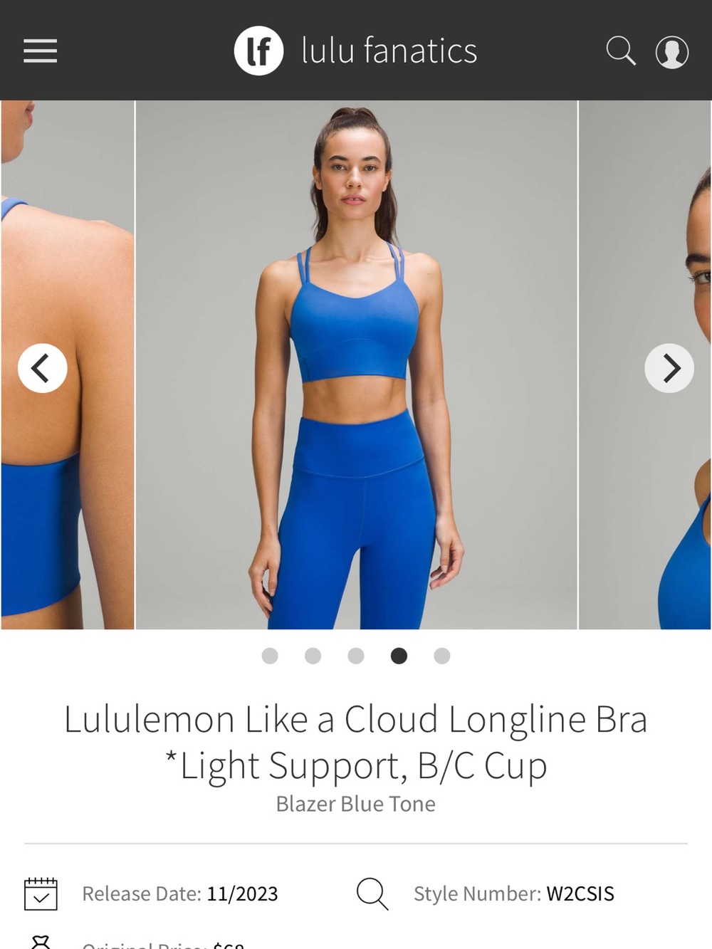lululemon athletica Like a Cloud Longline Bra - Blazer Blue NWT!